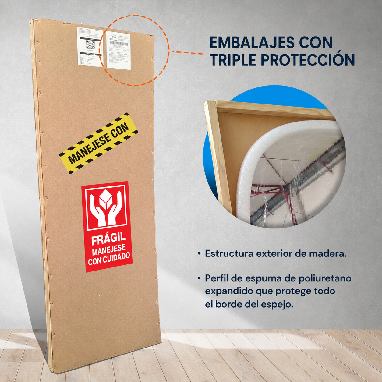 Espejo Orgánico Fiamma con LED de Cuerpo Entero 170×70